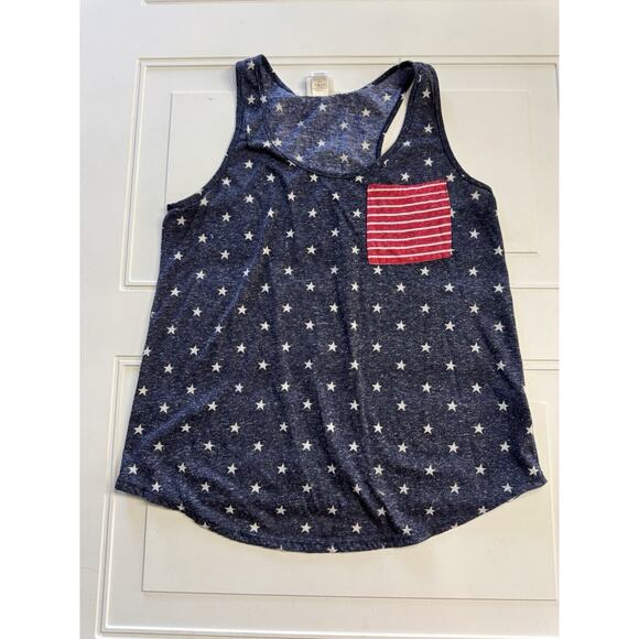 Daytrip Tops - Daytrip Women's Size Medium Red White Blue Pocket American Flag Tank-top